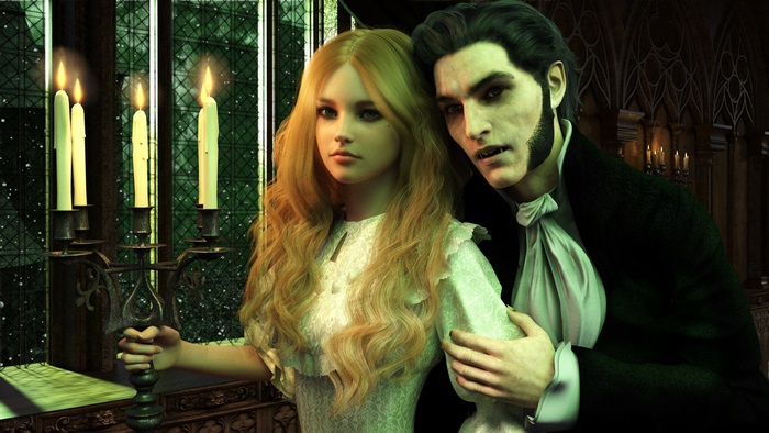 Fantasy Vampire with Young Woman