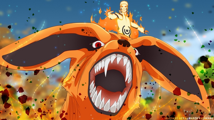 Naruto Uzumaki and Kyūbi in Fiery Battle
