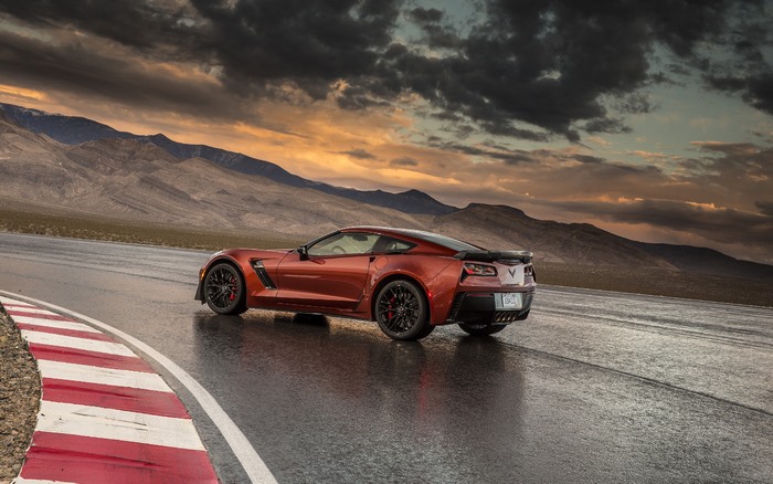 2015 Chevrolet Corvette Z06 on a wet race track