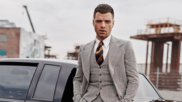 Sebastian Stan in a Plaid Suit