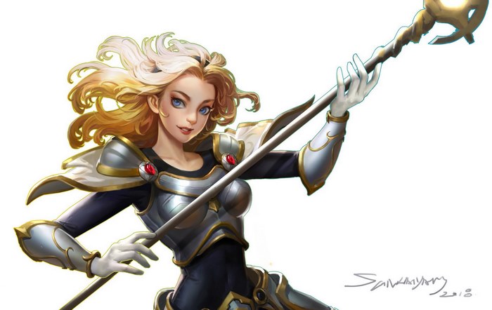 Lux from League of Legends with a staff