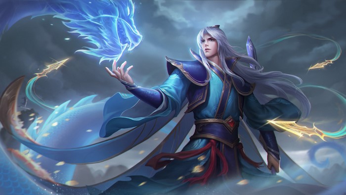 Fantasy Warrior with Blue Dragon