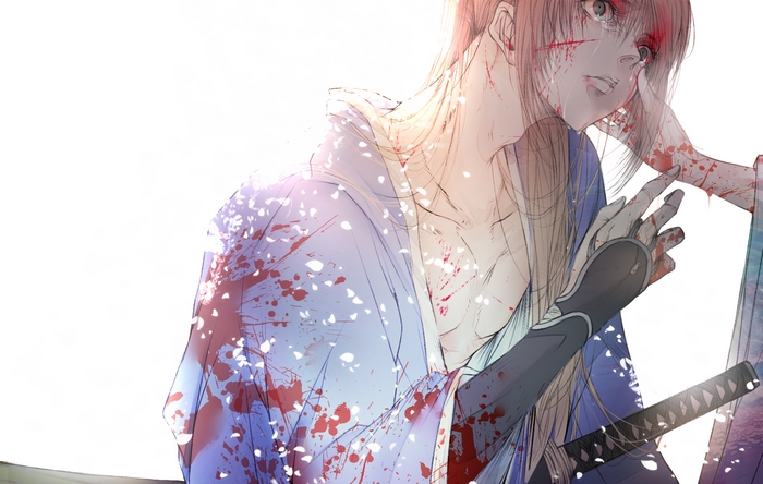 Kenshin Himura covered in blood