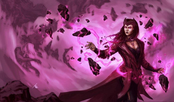 Scarlet Witch from Marvel Comics using magic