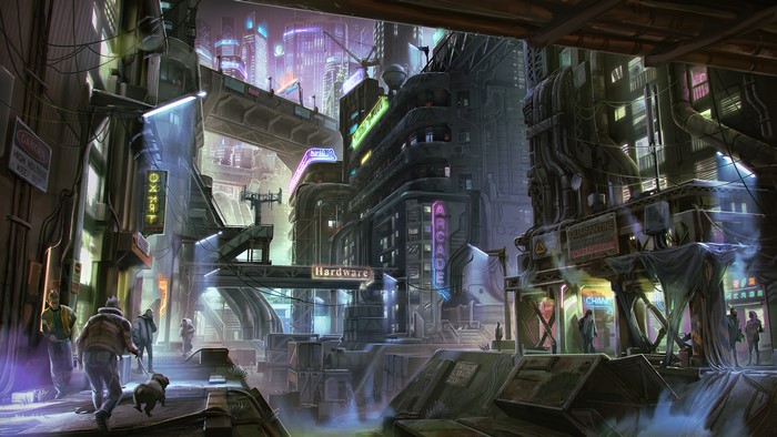 Cyberpunk Cityscape with Neon Signs and Futuristic Architecture 4K