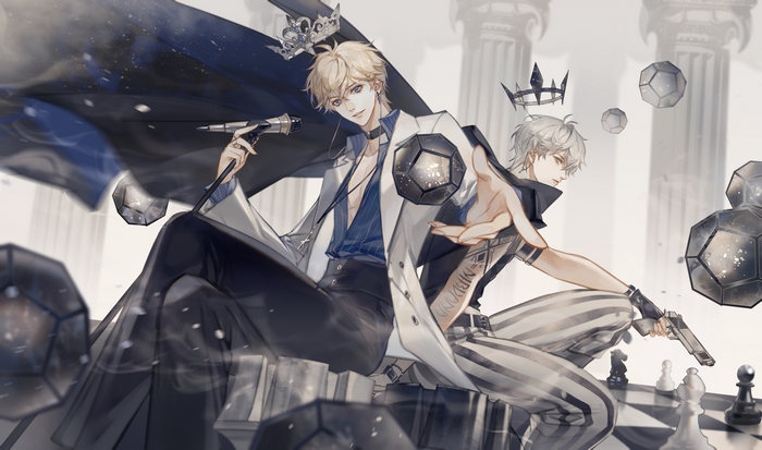Mr Love: Queens Choice characters with crowns and guns