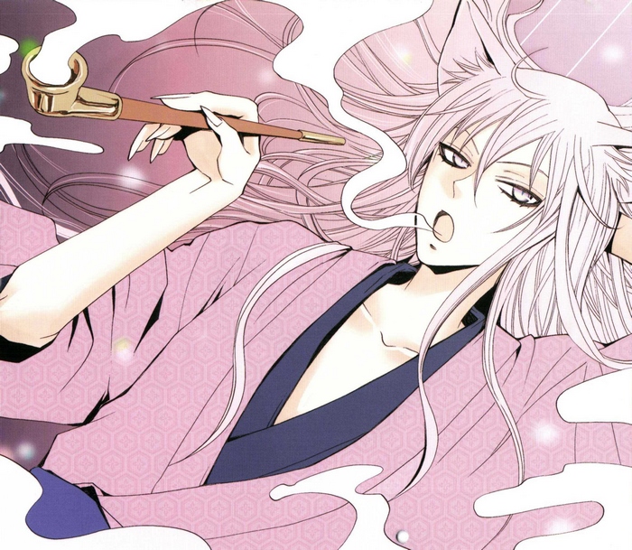 Tomoe from Kamisama Kiss smoking a pipe