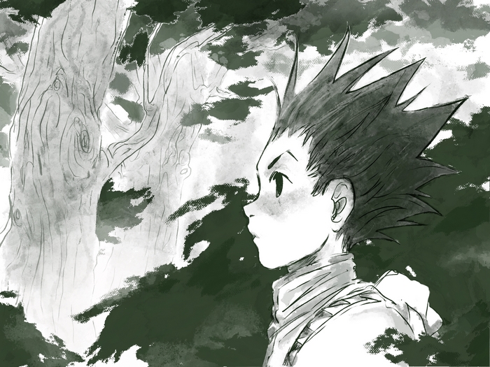 Gon Freecss from Hunter X Hunter in a forest