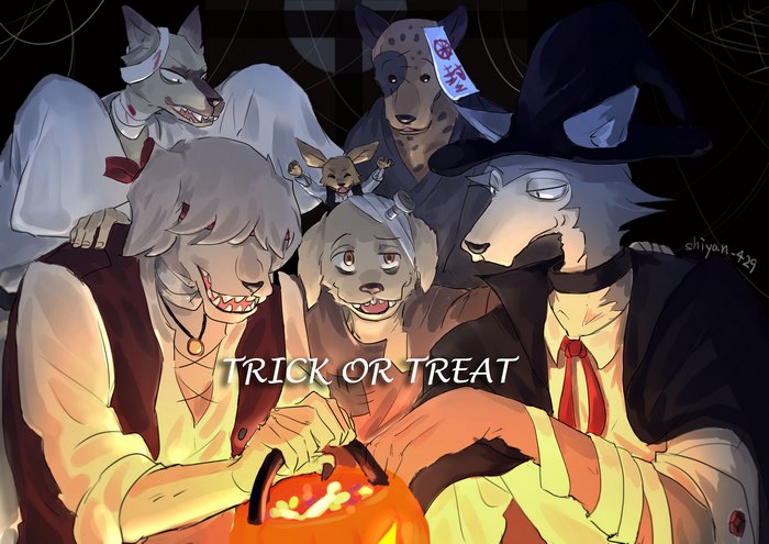 Beastars characters celebrating Halloween