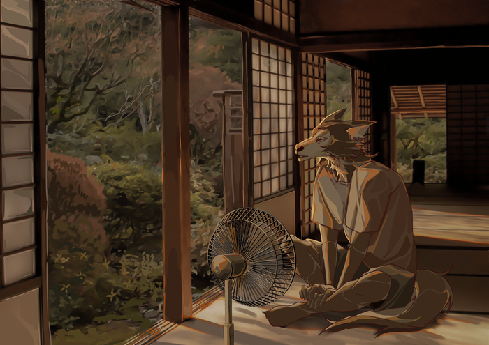 Legosi from Beastars in a Japanese room