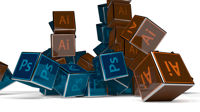 Adobe Photoshop and Illustrator cubes