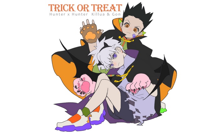Gon and Killua from Hunter x Hunter in Halloween costumes