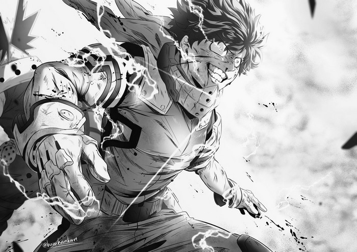 Izuku Midoriya from My Hero Academia in battle