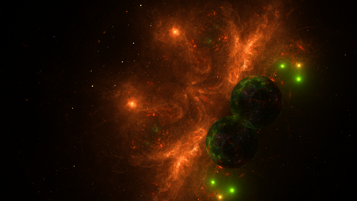 Fire Nebula with Planets and Stars