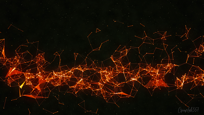 Abstract orange network of lines and dots