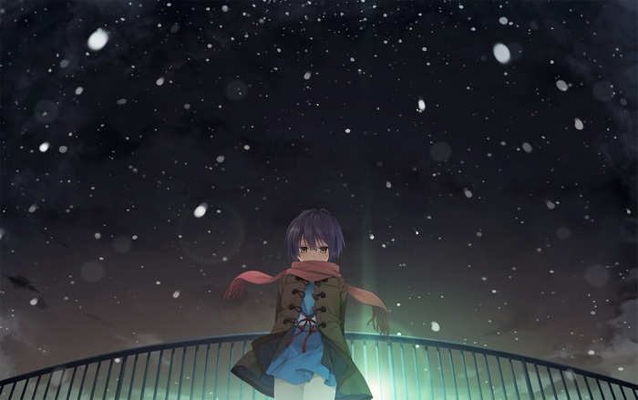 Yuki Nagato from The Melancholy Of Haruhi Suzumiya in winter