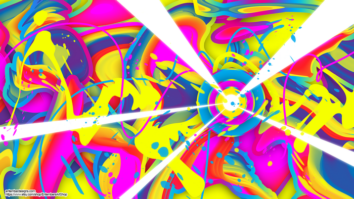 Abstract Rainbow Swirls and Splatters