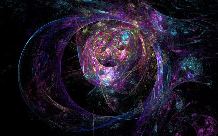 Abstract fractal art with purple and teal colors