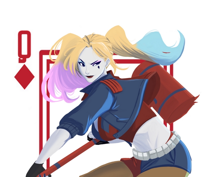Harley Quinn from DC Comics with a hammer