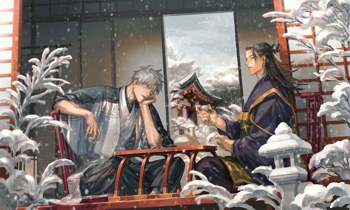 Suguru Geto and Satoru Gojo in Snowy Setting