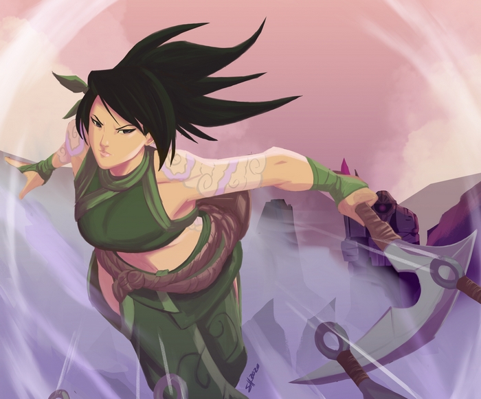 Akali from League of Legends in action