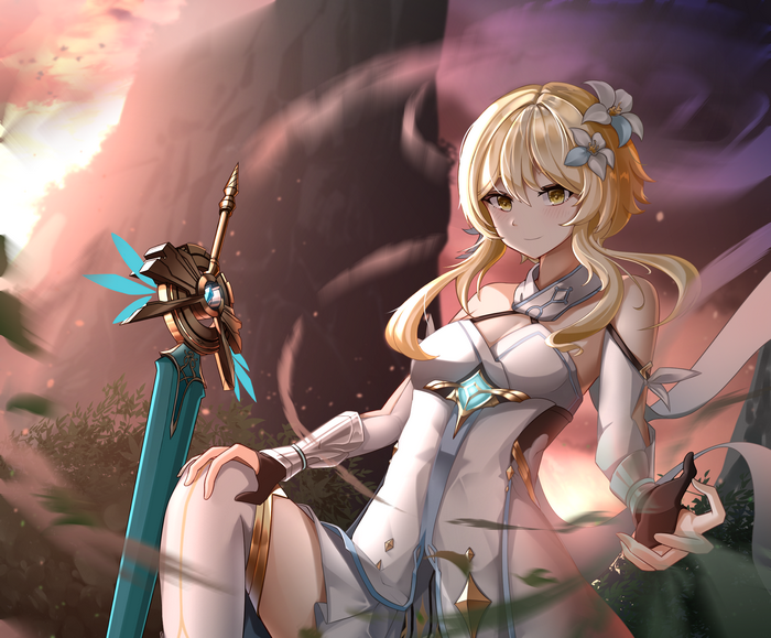 Lumine from Genshin Impact with sword