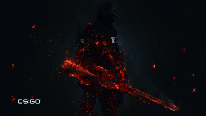 CS:GO Agent with Fiery Weapon 4K
