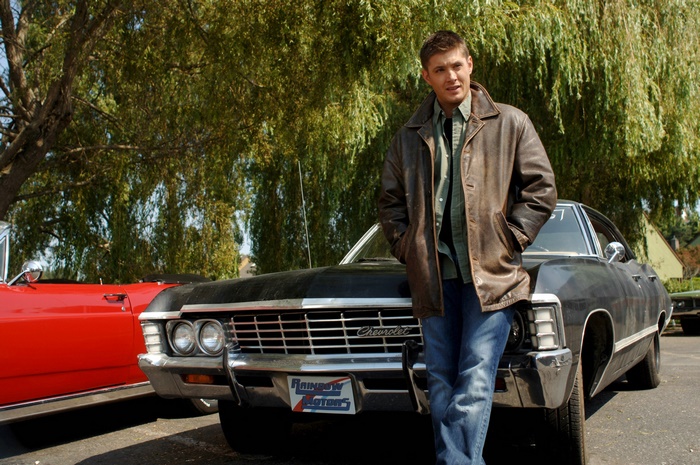 Dean Winchester from Supernatural with a car