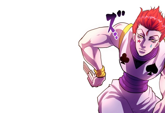 Hisoka from Hunter x Hunter holding a card