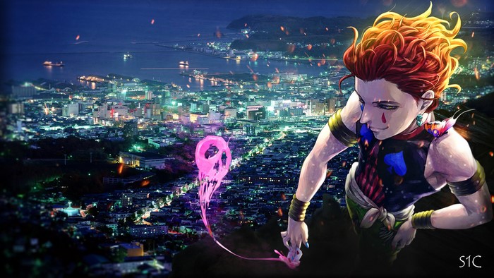 Hisoka from Hunter × Hunter Night Cityscape