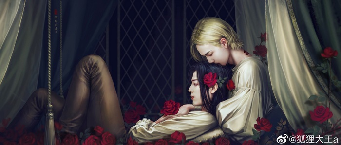 Xiao Zhan and Wang Yibo with roses