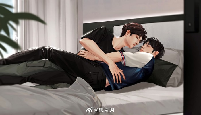 Wang Yibo and Xiao Zhan in bed