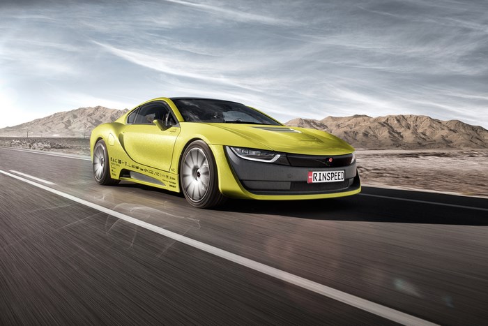 Rinspeed Etos Concept car driving on a desert road