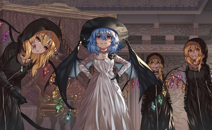Remilia Scarlet and Flandre Scarlet in Gothic Setting
