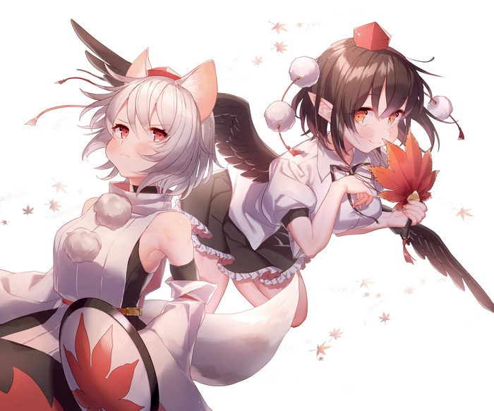 Momiji Inubashiri and Aya Shameimaru from Touhou
