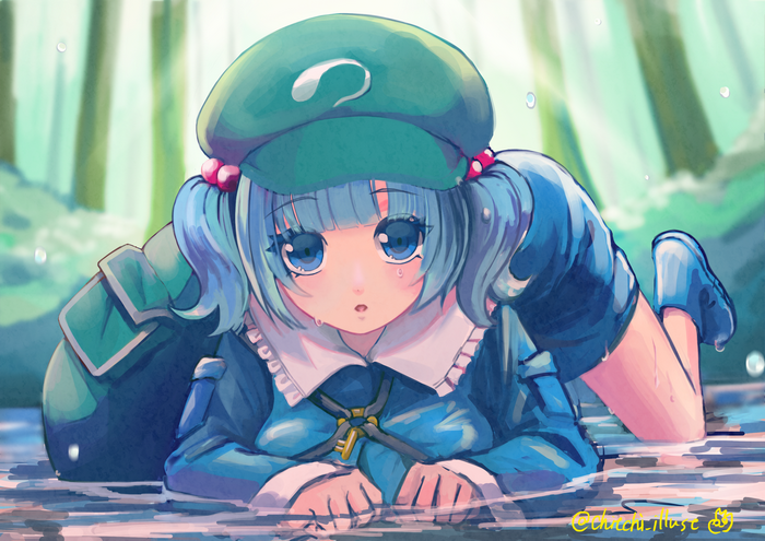 Nitori Kawashiro from Touhou in water