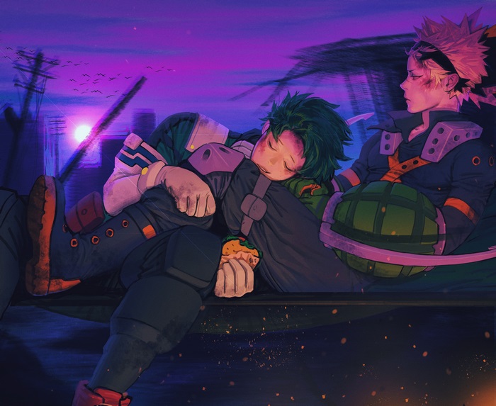 Katsuki Bakugou and Izuku Midoriya Resting 4K