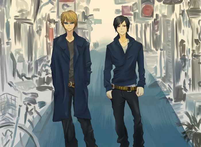 Izaya Orihara and Shizuo Heiwajima from Durarara!!