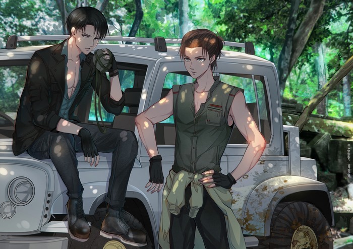 Levi Ackerman and Eren Yeager from Attack on Titan