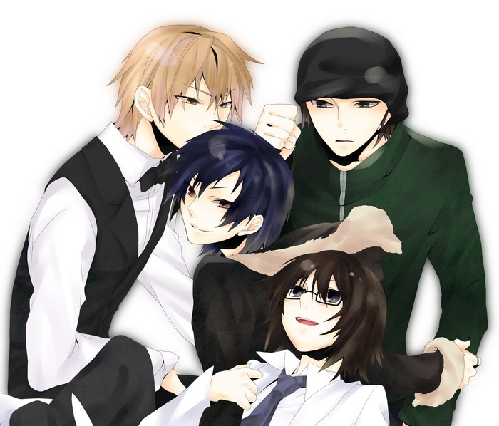 Shizuo, Kyōhei, Shinra, and Izaya from Durarara!!