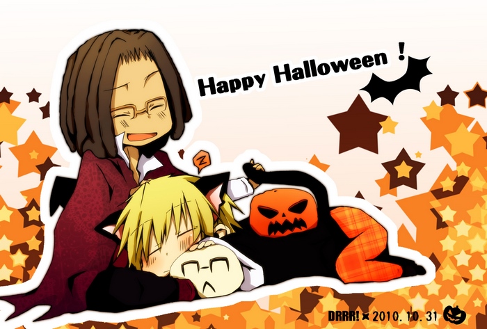 Durarara!! characters celebrating Halloween