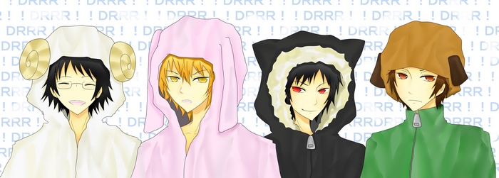 Durarara!! characters in animal hoodies