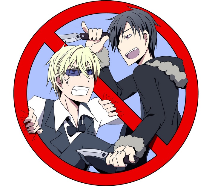 Izaya Orihara and Shizuo Heiwajima from Durarara!!