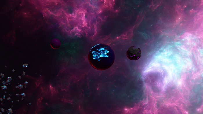 Sci Fi Planets and Asteroids in Nebula 4K
