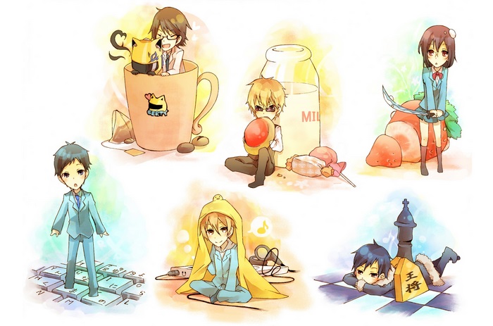 Durarara!! characters in a whimsical setting