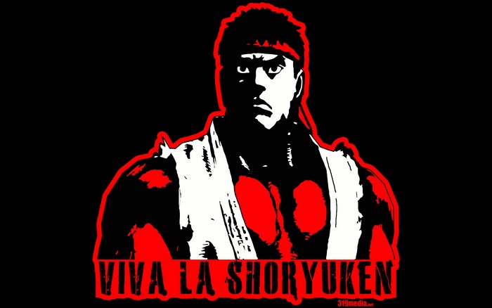 Ryu from Street Fighter with Viva La Shoryuken text