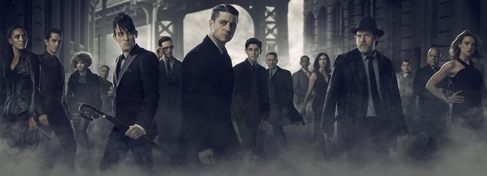 Gotham cast including James Gordon, Bruce Wayne, Penguin, and Catwoman
