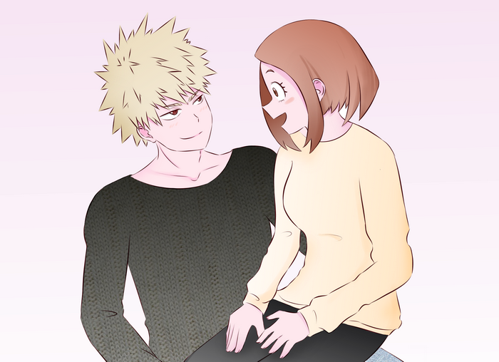 Katsuki Bakugou and Ochaco Uraraka from My Hero Academia