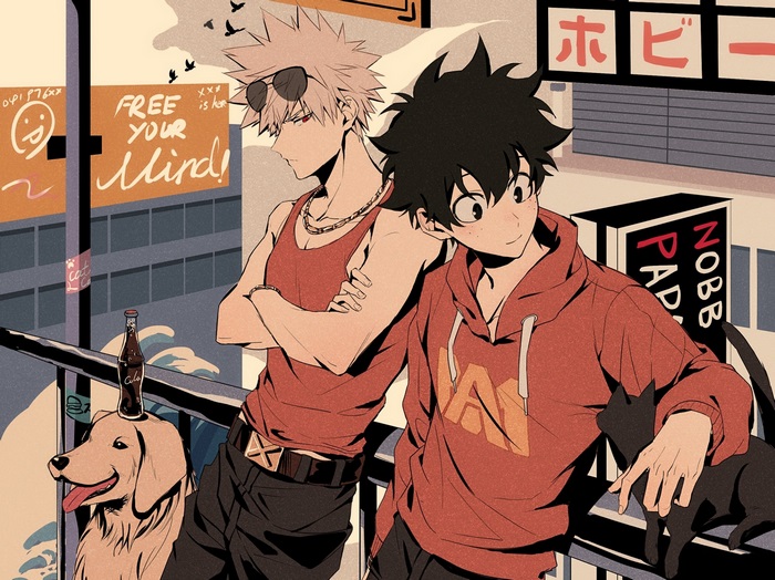 Katsuki Bakugou and Izuku Midoriya Street Scene