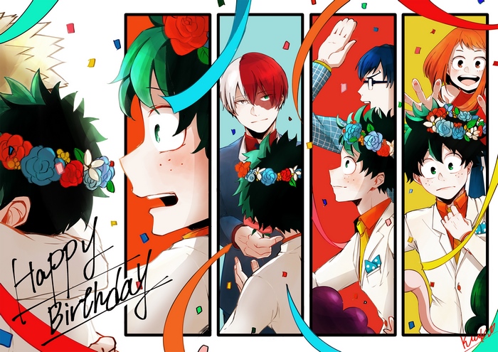 My Hero Academia characters celebrating a birthday